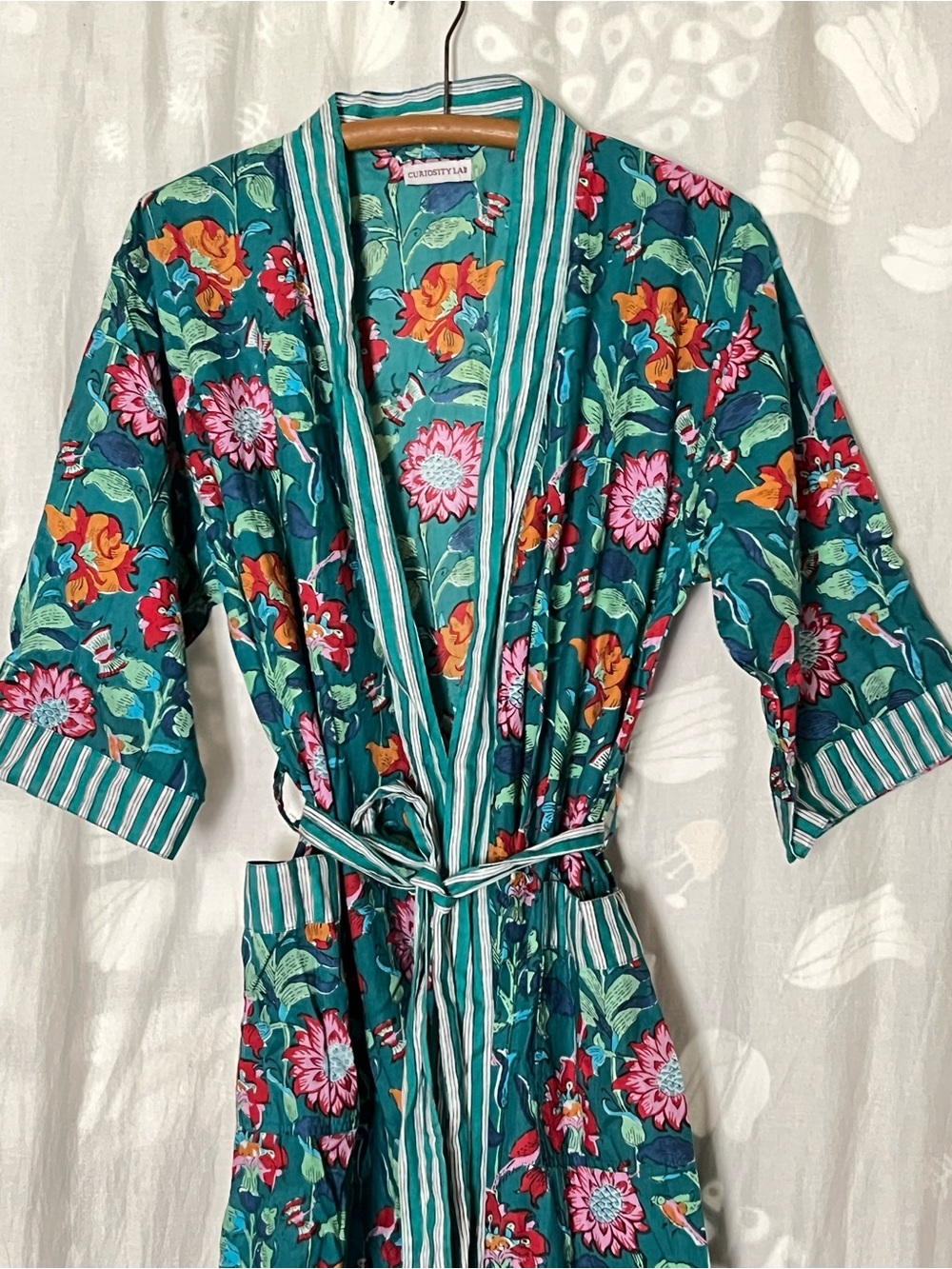 Curiosity Lab Paris Floral And Stripes Kimono Robe View 2
